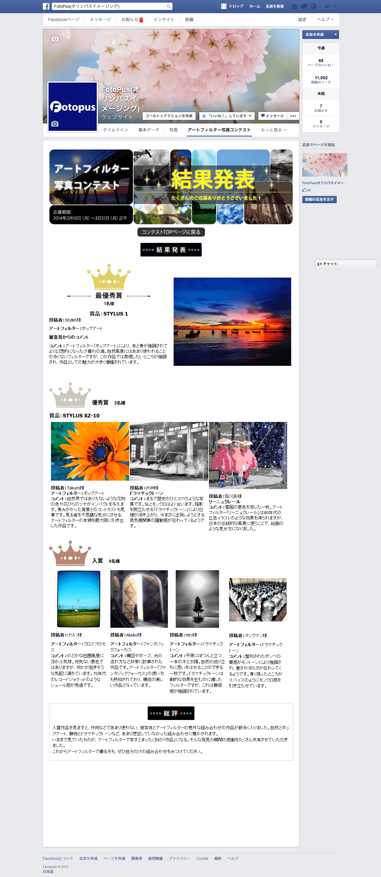 Art Filter Photo Contest — Results Page